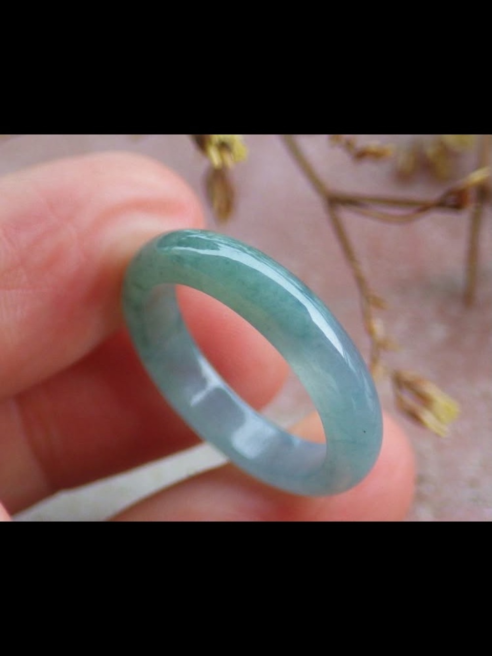 Certificate Jadeite Jewelry Jade luck water blue Green Ring Size6.5